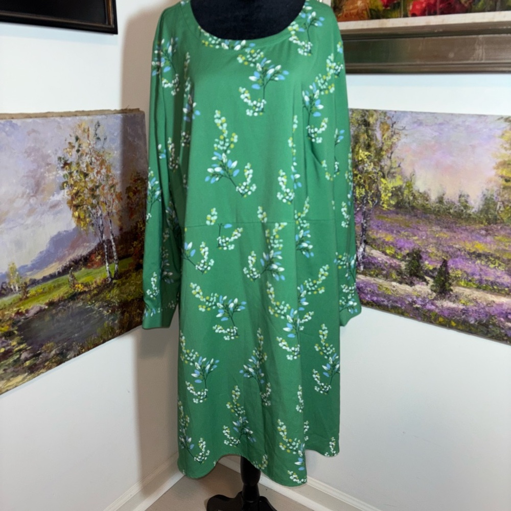 🐠 LOFT Green Bishop Sleeve Sundress